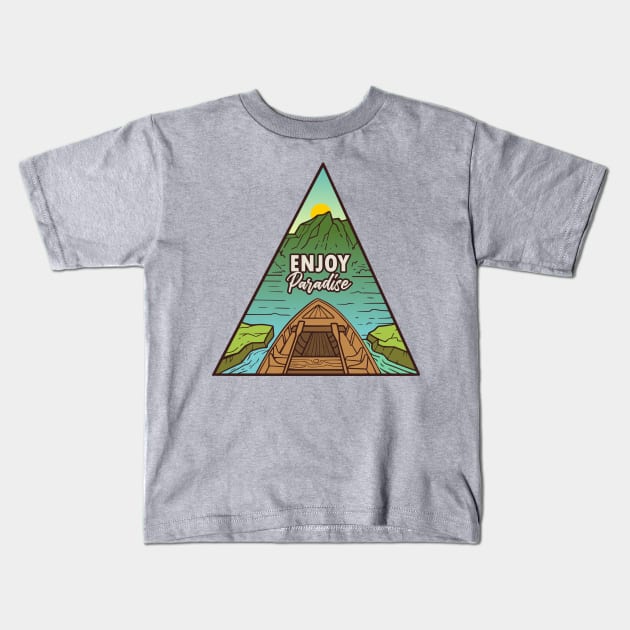enjoy paradise triangle Kids T-Shirt by Mako Design 